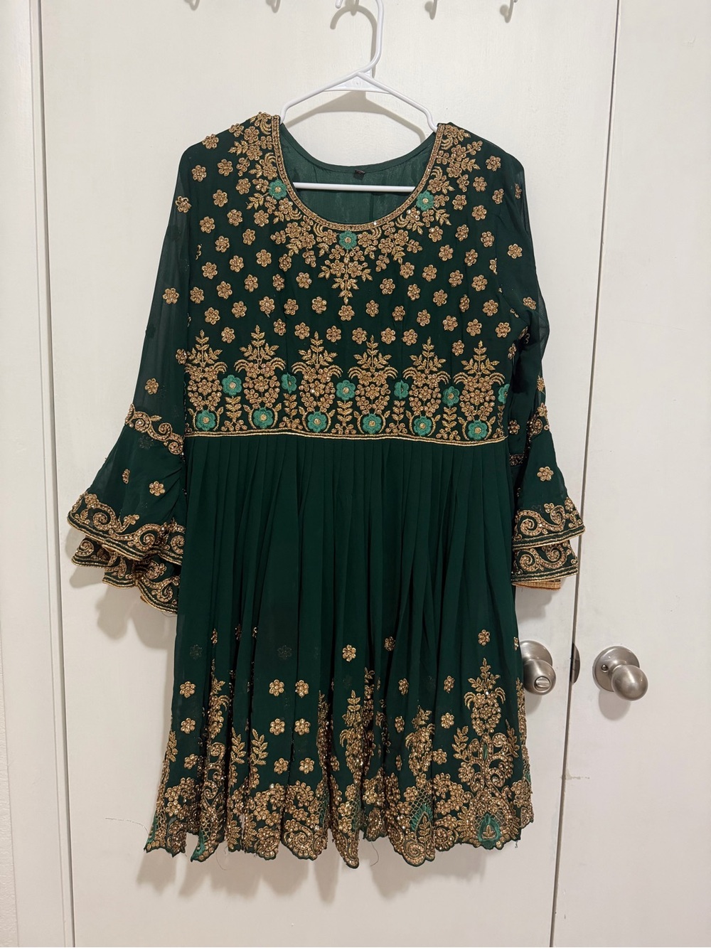 India Green Embroidered Party Dress